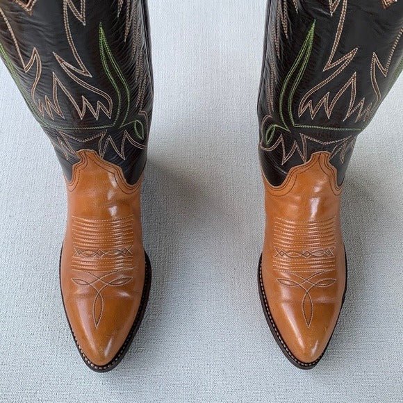 RALPH LAUREN X LUCCHESE Vintage Brown Leather Cowgirl Cowboy Western Boots - Botablu