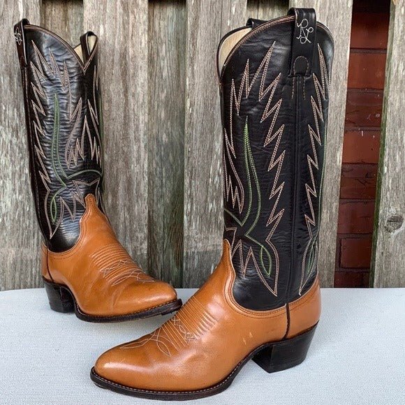 RALPH LAUREN X LUCCHESE Vintage Brown Leather Cowgirl Cowboy Western Boots - Botablu