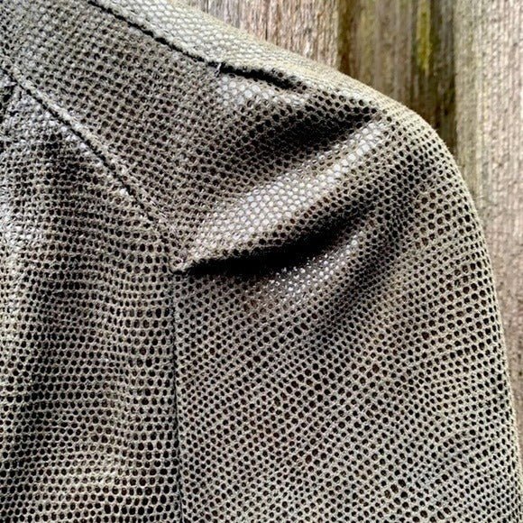 REISS 1971 Leather Asymmetrical Zippered Green Biker Moto Jacket - Botablu