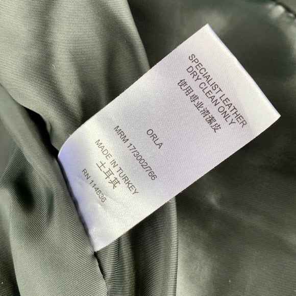 REISS 1971 Leather Asymmetrical Zippered Green Biker Moto Jacket - Botablu