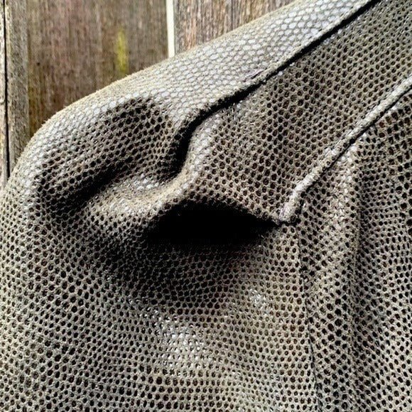 REISS 1971 Leather Asymmetrical Zippered Green Biker Moto Jacket - Botablu