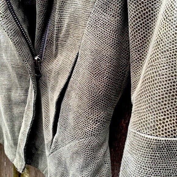 REISS 1971 Leather Asymmetrical Zippered Green Biker Moto Jacket - Botablu