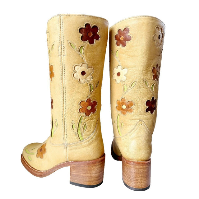 SENDRA Toledo Flower Banana Chunky Campus Western Boots - Botablu
