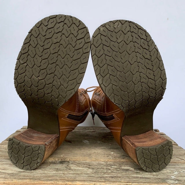 SKECHERS Vintage Y2K Lace Up Zippered Platform Chunky Heel Brown Ankle Boots - Botablu