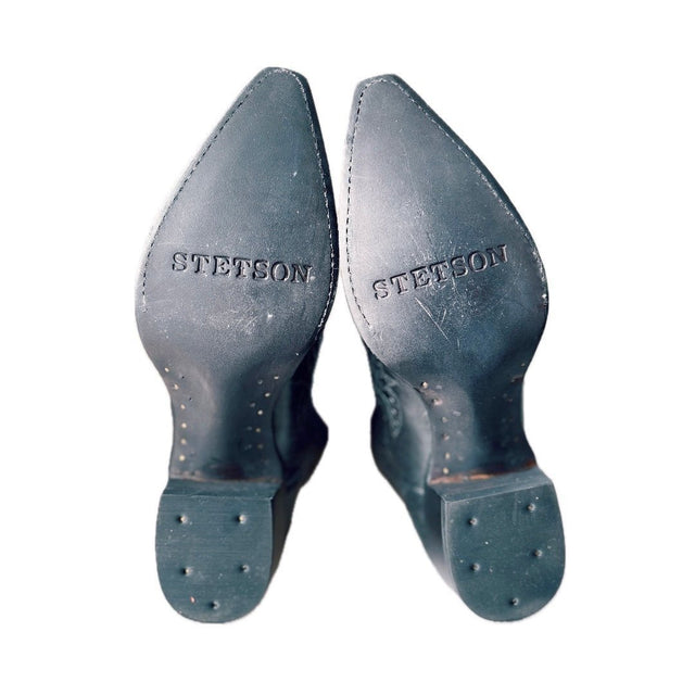 STETSON Handmade Basketweave Knee High Black Cowgirl Boots - Botablu