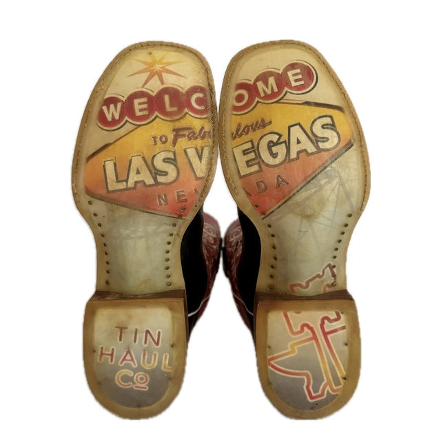 TIN HAUL Lady Luck Poker Aces Square Toe Cowgirl Western Boots - Botablu