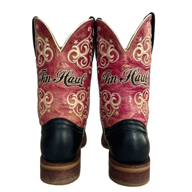 TIN HAUL Lady Luck Poker Aces Square Toe Cowgirl Western Boots - Botablu
