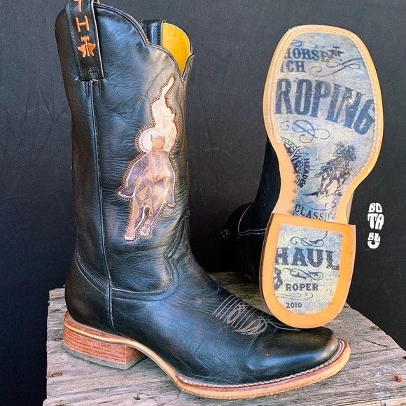 TIN HAUL Open Roper Header Heeler Square Toe Cowboy Western Boots - Botablu