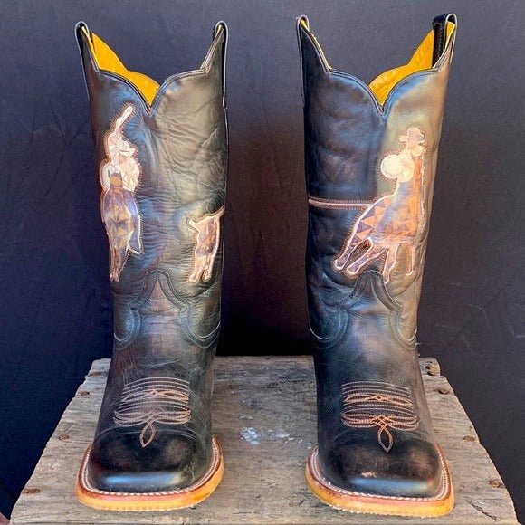 TIN HAUL Open Roper Header Heeler Square Toe Cowboy Western Boots - Botablu