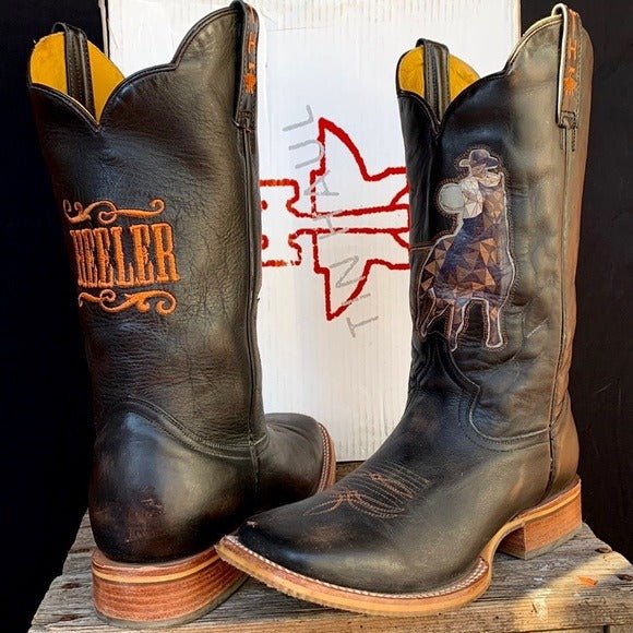 TIN HAUL Open Roper Header Heeler Square Toe Cowboy Western Boots - Botablu