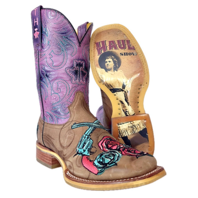 TIN HAUL Sure Shot Guns & Roses Square Toe Western Boots - Botablu