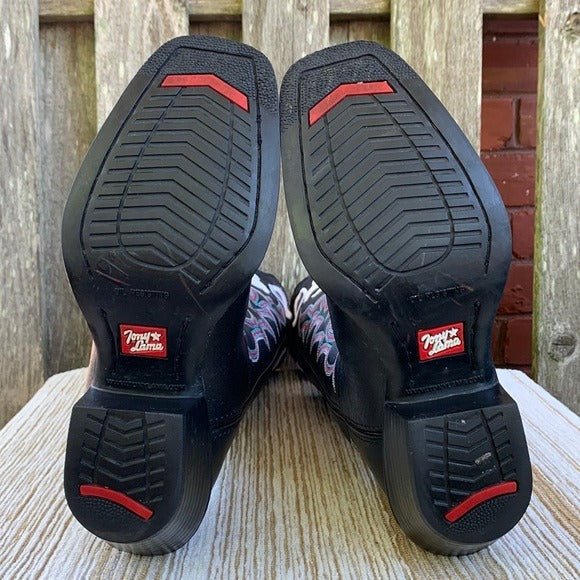 TONY LAMA Buckaroo 3R Tall Knee High Black Cowgirl Cowboy Western Boots - Botablu