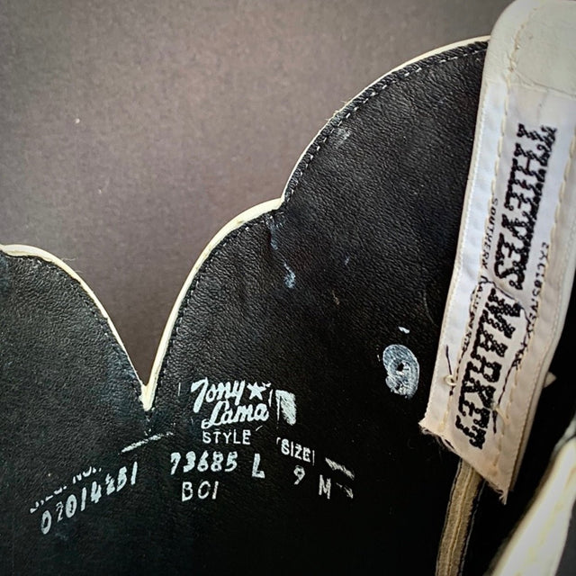 TONY LAMA Vintage White Leather Tall Knee High Cowgirl Cowboy Western Boots - Botablu