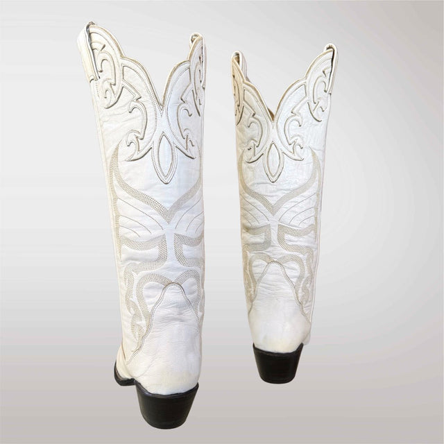 TONY LAMA Vintage White Tall Cowgirl Boots - Botablu