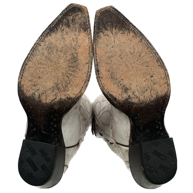 TONY LAMA White Tall Knee High Zippered Cowboy Western Boots - Botablu