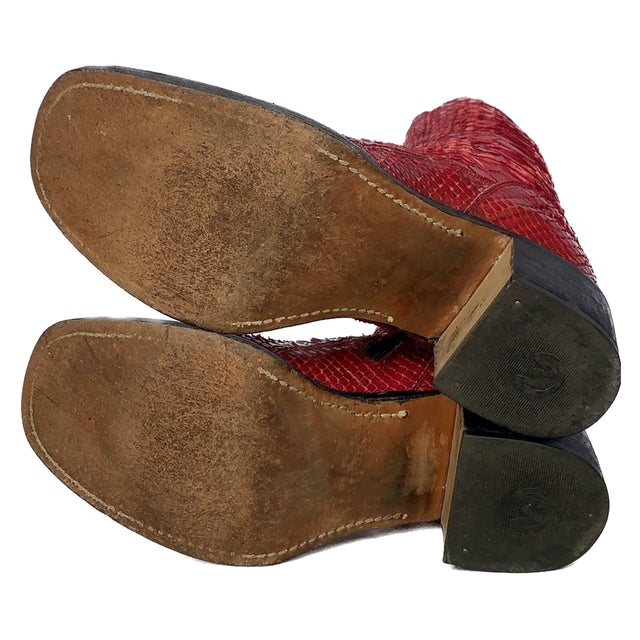 TONY MORA Red Python Platform Chunky Zip Y2K Style Ankle Bootie Boots - Botablu