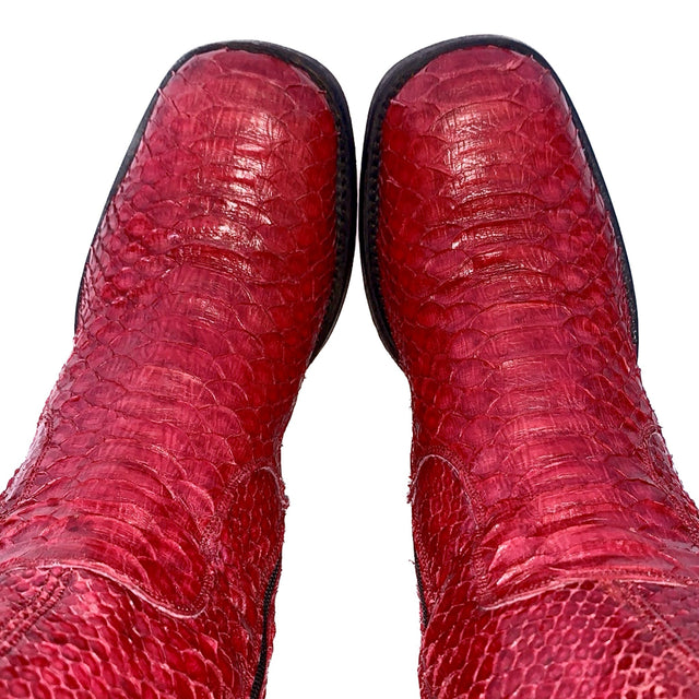 TONY MORA Red Python Platform Chunky Zip Y2K Style Ankle Bootie Boots - Botablu