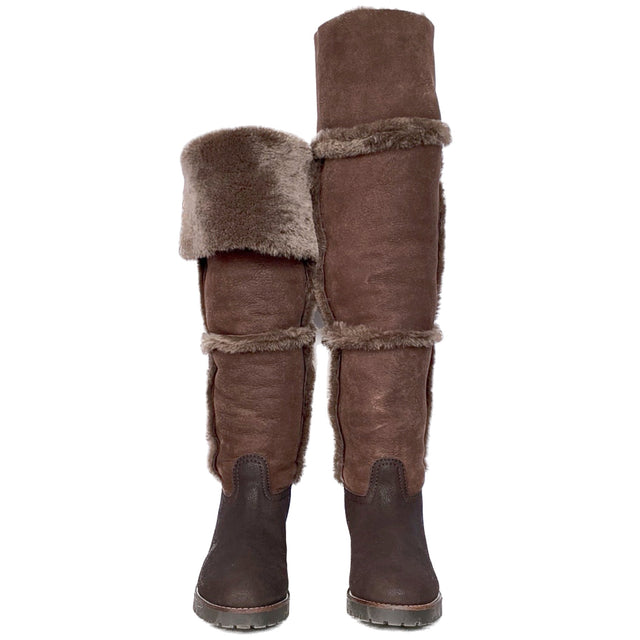 TORY BURCH Rare Talouse Shearling Leather Tall Over the Knee Winter Boots - Botablu