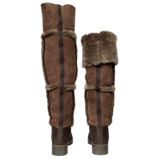 TORY BURCH Rare Talouse Shearling Leather Tall Over the Knee Winter Boots - Botablu