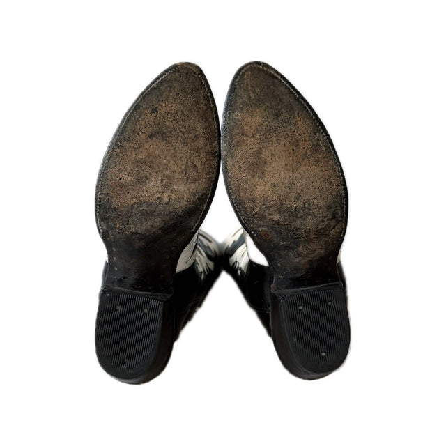 Vintage Eagle Thunderbird Tall Black White Cowboy Boots - Botablu