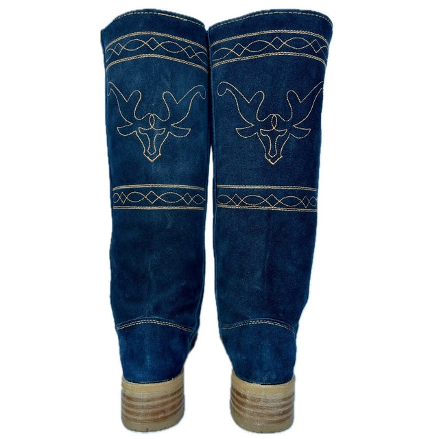 Vintage Frye-Style Campus Stitching Horse Tall Knee High Western Boots - Botablu