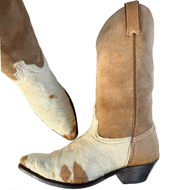Vintage Pony Cowhide Hair On Hide Leather Cowgirl Western Boots - Botablu