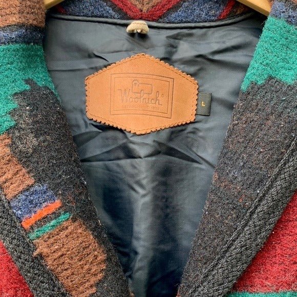 WOOLRICH Vintage Wool Aztec Western Boots Button Down Winter Coat Jacket - Botablu