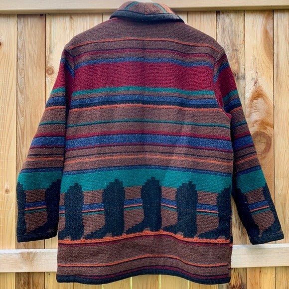WOOLRICH Vintage Wool Aztec Western Boots Button Down Winter Coat Jacket - Botablu