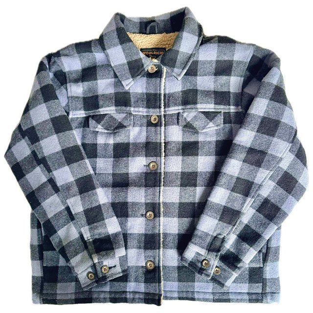 WOOLRICH Vintage Wool Checkered Fleece Lined Button Down Winter Shirt Jacket Shacket - Botablu