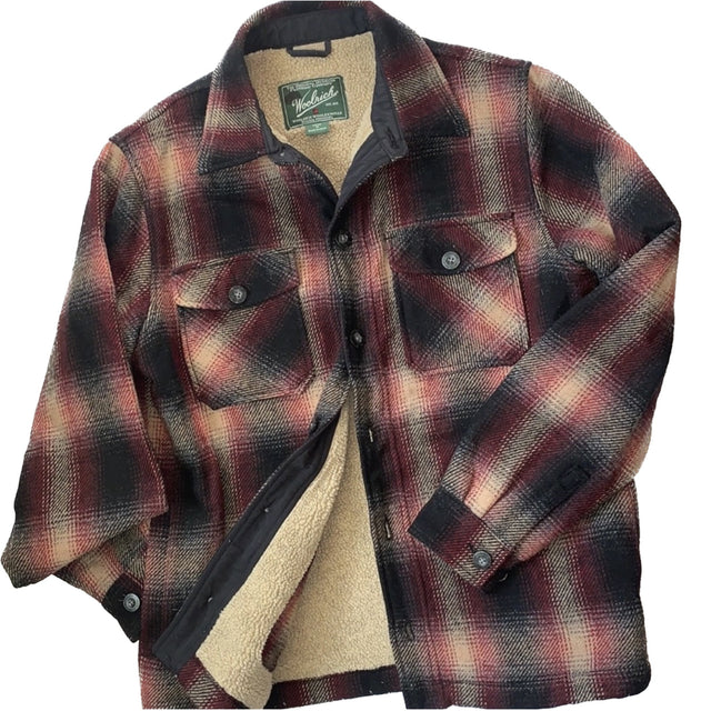 WOOLRICH Vintage Wool Fleece Lined Button Down Winter Coat Shirt Jacket Shacket - Botablu