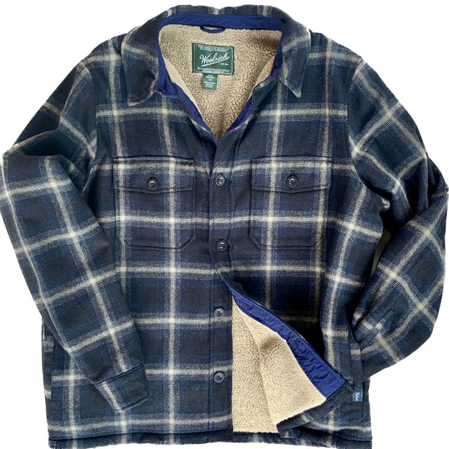 WOOLRICH Vintage Wool Fleece Lined Button Down Winter Coat Shirt Jacket Shacket - Botablu