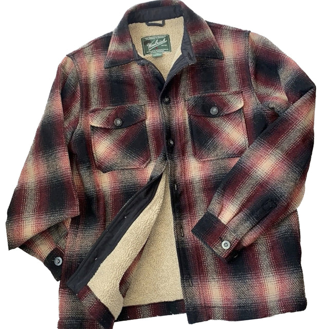 WOOLRICH Vintage Wool Fleece Lined Button Down Winter Coat Shirt Jacket Shacket - Botablu