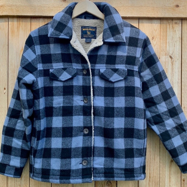 WOOLRICH Vintage Wool Plaid Fleece Lined Button Down Winter Shirt Coat Jacket Shacket - Botablu